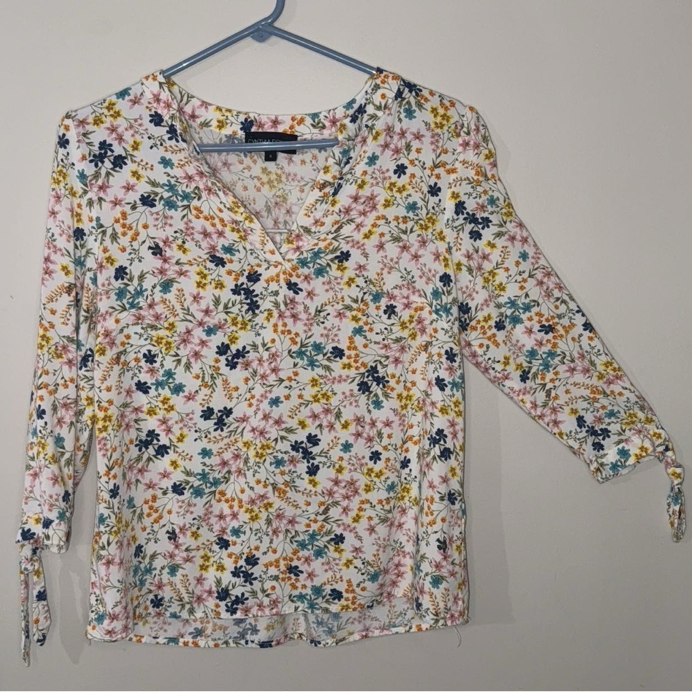 Cynthia Rowley blouse 3/4th sleeve small floral multicolor spring summer